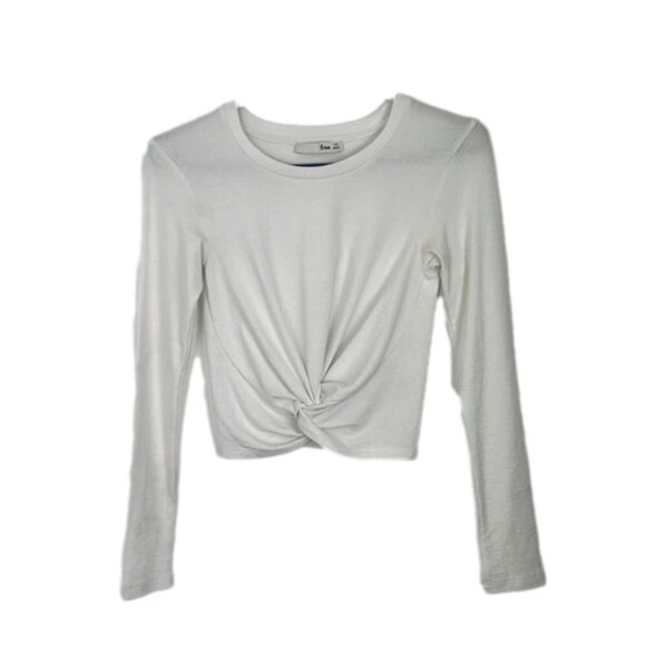 Aritzia Tops - Aritzia Wilfred Free White Crop w/ Front Knot